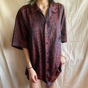 ODO vintage red dice button down short sleeved shirt size L